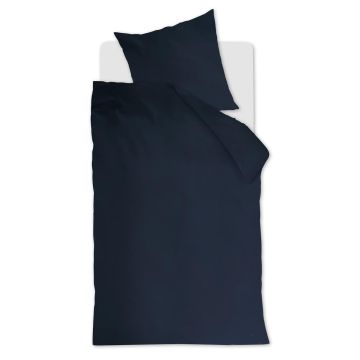 Bettwäscheset Ambiante Bettbezug Dunkelblau Uni Baumwolle Bettwäscheset Ambiante Bettbezug Dunkelblau Uni Baumwolle