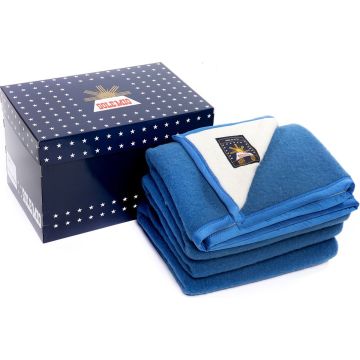 Sole Mio 100% reiner Schurwolle Decke Blau-Ecru Sole Mio 100% reiner Schurwolle Decke Blau-Ecru